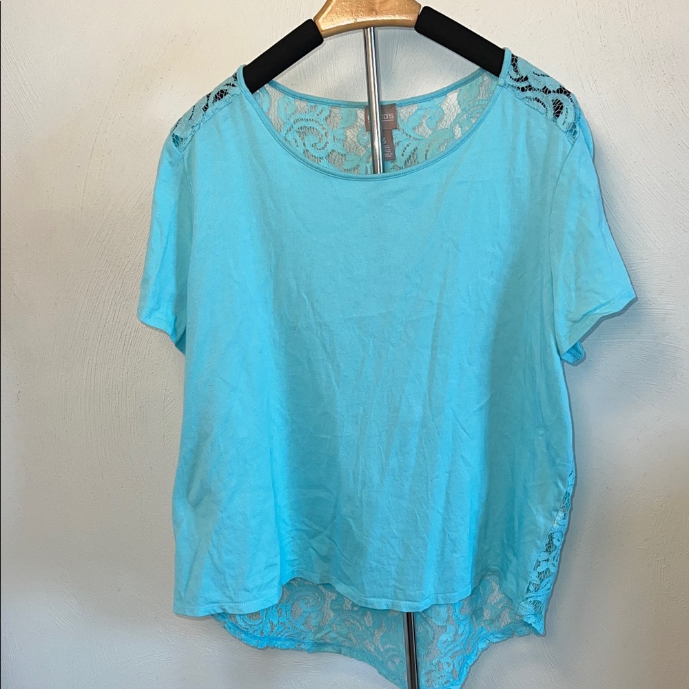 Chico's Light Blue Lace Detail Tee